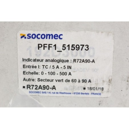 Socomec PFF1_515973 Indicateur analogique R72A90-A 0-100-500 A (B289)