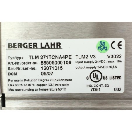 Berger Lahr 86505000106 TLM 271TCNA4PE Controller TLM2 V3 (B266)