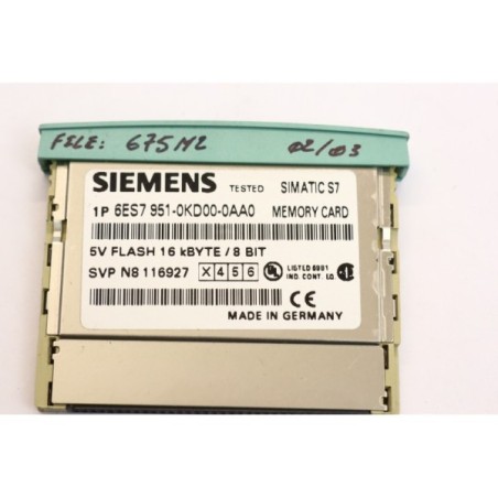 Siemens 6ES7 951-0KD00-0AA0 Carte mémoire 16kB 8BIT (B325)