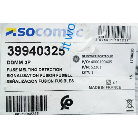 SOCOMEC 39940325 Fusible DDMM 3P Signalisation Fusion (B652)