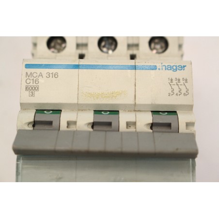 HAGER MCA 316 C16 Disjoncteur 3P Courbe C 16A (B749)