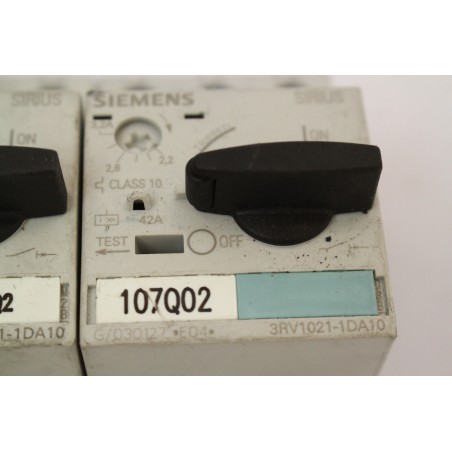 3Pcs SIEMENS 3RV10211DA10 3RV1021-1DA10 Disjoncteur puissance 42A 2,2-3,2A (B752