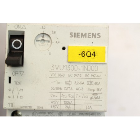 Siemens 3VU13001NJ00 3VU1300-1NJ00 Disjoncteur 3,2-5A (B1010)