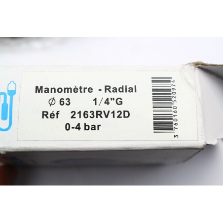 DISTRILABO 2163RV12D Manomètre Radial diam 63 1/4’’ (B579)