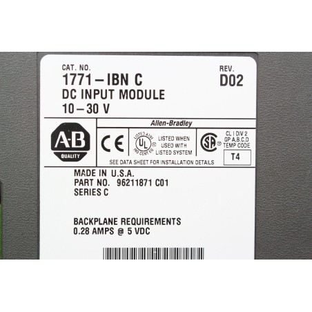 ALLEN BRADLEY 96211871 C01 1771-IBN C D02 DC Input Module (B548)