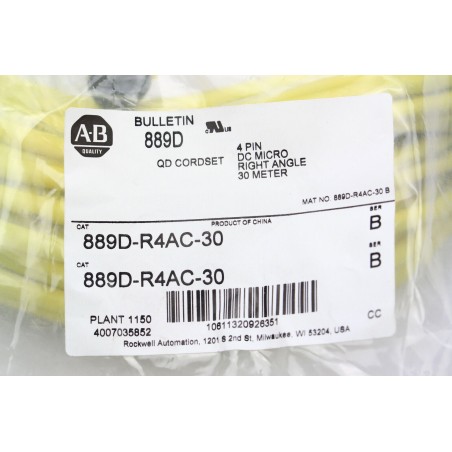 ALLEN BRADLEY 889D-R4AC-30 B M12 4 pins 30m cable (B642)