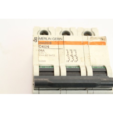 MERLIN GERIN 24599 Multi 9 C60N D6A Disjoncteur 3P 6A (B684)