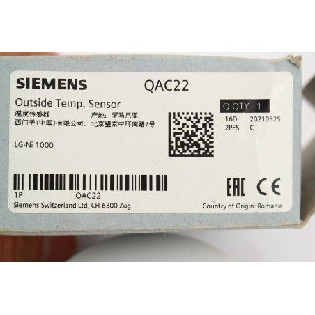 SIEMENS QAC22 Capteur de température extérieur (B3)