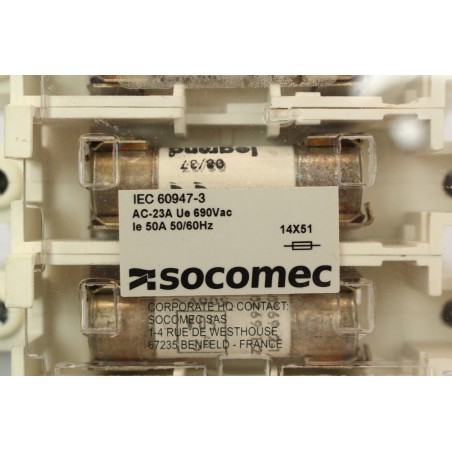 SOCOMEC IEC 60947-3 Fuserbloc 50A AC-23A 3P (B727)
