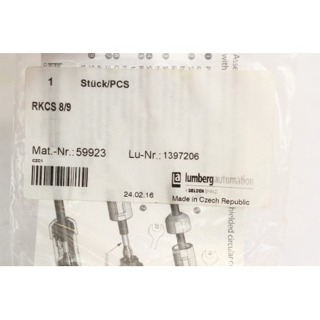 LUMBERG AUTOMATION 59923 RKCS 8/9 Connecteur M12 8pins (B6)