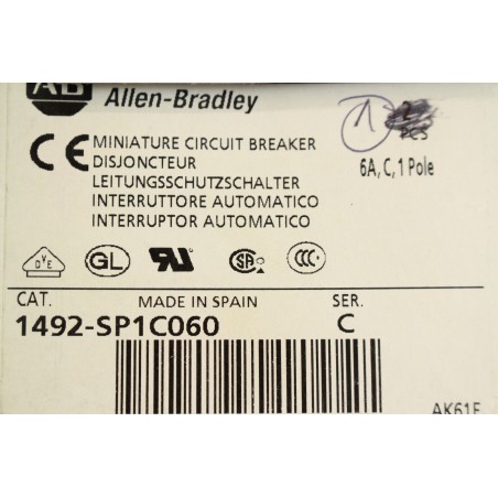 ALLEN-BRADLEY 1492-SP1C060 C 1492- SP Disjoncteur 1P courbe C 6A (B744)