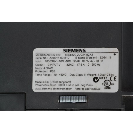 SIEMENS Micromaster 420 6SE6420-2UC24-0CA1 (156)