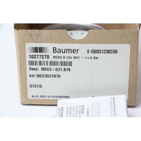 MANOMETRE BAUMER MEX3 D G1/4 BH1 -1 +9 BAR (b137)