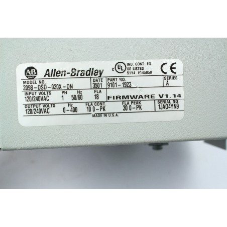 ALLEN BRADLEY 9101-1923 2098-DSD-020X-DN Servo Drive V1.14 (B662)