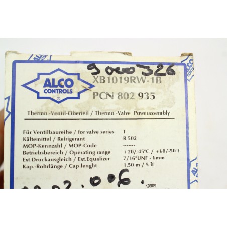 ALCO CONTROLS PCN 802935 XB1019RW-1B XB1019 RW-1B Thermo valve T (B717)