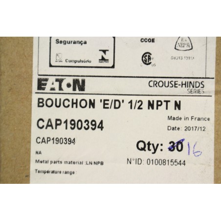 4Pcs EATON CAP190394 Bouchon ‘E/D’ 1/2 NPT N (B9)