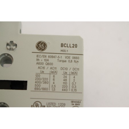 2Pcs GENERAL ELECTRIC BCLL20 BCLL20 Contact auxiliaire (B748)