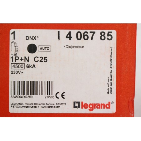 LEGRAND 4 067 85 Disjoncteur DNX3 1P+NG C25 (B792)