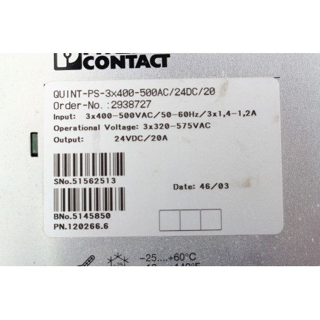 PHOENIX CONTACT 2938727 QUINT-PS-3x400-500AC/24DC/20 Power supply (B591)