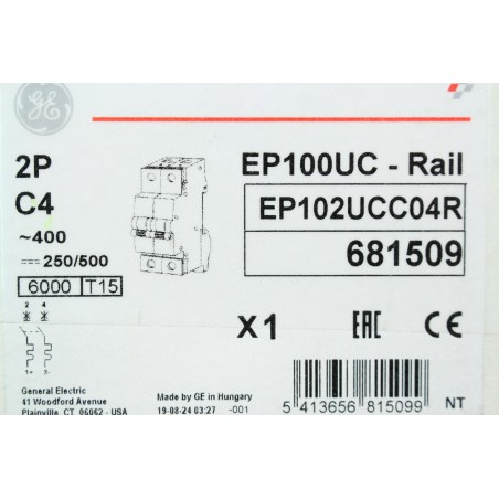 2Pcs General Electric 681509 EP100UC EP102UCR 4A 2P C4 Disjoncteur (B652)