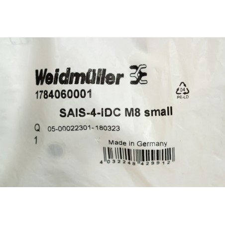 2Pcs Weidmüller 1784060001 SAIS-4-IDC M8 SMALL Connecteur (B910)