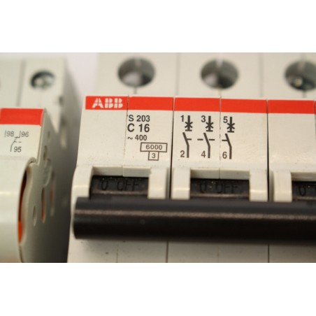 2Pcs ABB S203C16 + S2CSH6R S 203 C16 3P Disjoncteur + S2C-S/H6R Contact aux B836