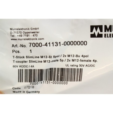 Murr Elektronik 7000-41131-0000000 T-coupler M12 5 pins adaptateur (B1049)