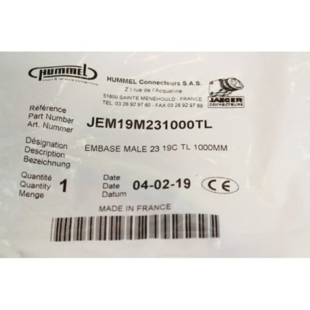Hummel JEM19M231000TL Embase mâle 23 19C TL 1000mm (B1070)