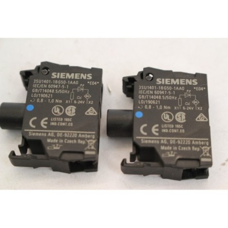 2Pcs Siemens 3SU14011BG501AA0 3SU1401-1BG50-1AA0 Module led interrupteur 24V (B1072)