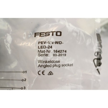 4Pcs Festo 164274 PEV-1/4-WD-LED-24 Raccord vanne sans cable (B1072)