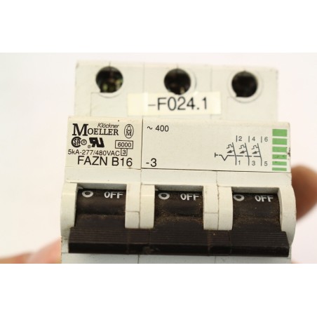Moeller FAZNB16 FAZN B16 3P Disjoncteur 16A 3P Plastic damaged (B880)
