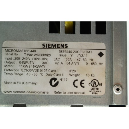 Siemens 6SE6440-2UC31-1DA1 Micromaster AC Drive Inverter (P54.4)