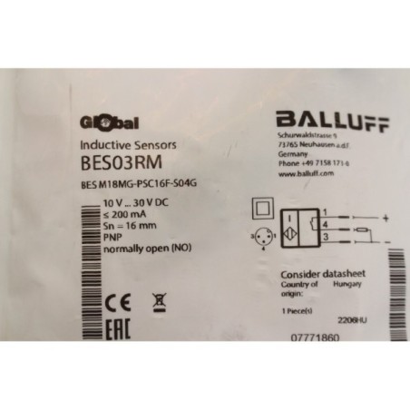 Balluff BES03RM Capteur induction BES M18MG-PSC16F-S04G (B1096)