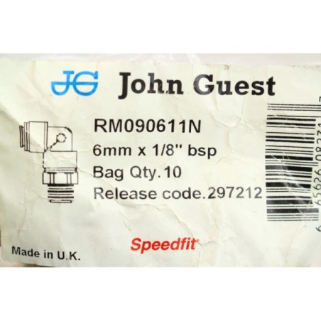 10Pcs JOHN GUEST RM090611N Raccord coudé 1/8 vers 6mm push in (B947)