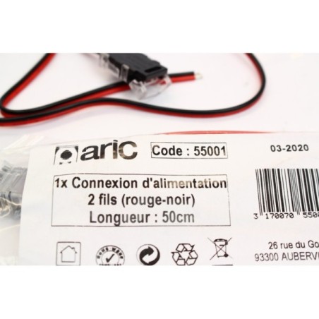 7Pcs ARIC 55001 Connecteur ruban LED 50cm 2 fils 10mm (B1144)
