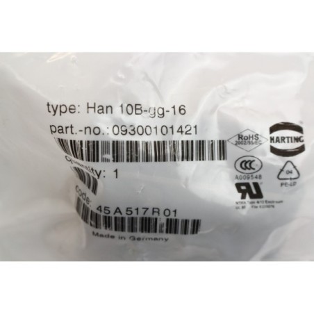 2Pcs Harting 09300101421 Han 10B-gg-16 Embase connecteur (B1148)