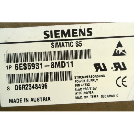 Siemens 6ES59318MD11 6ES5931-8MD11 Simatic S5-100U PS 931 (B1180)