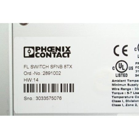 Phoenix contact 2891002 FL Switch SFNB 8TX ethernet switch (B1190)