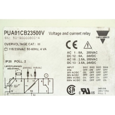 CARLO GAVAZZI PUA01CB23500V Voltage and current relay (B1213)