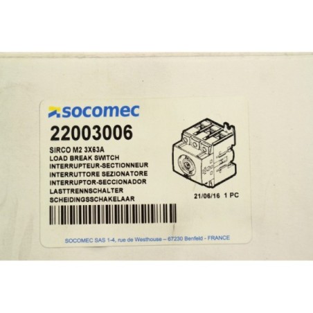 Socomec 22003006 Interrupteur sectionneur 3x 63A (B1205)