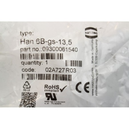 HARTING 09300061540 Han 6B-gs-13,5 capot connecteur (B1220)