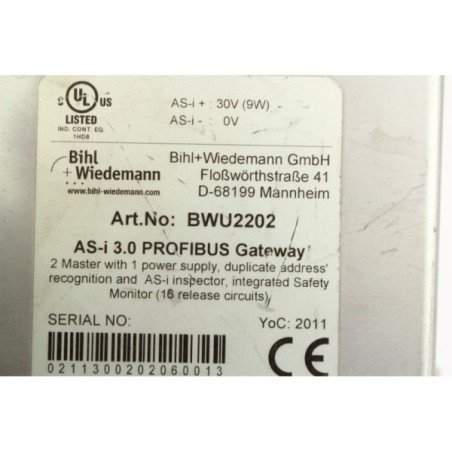 Bihl + Wiedemann 13787 BWU2202 AS-i Safety profibus see picts (B1023)