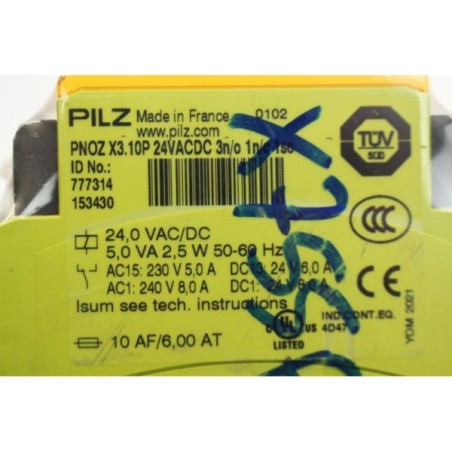 Pilz 777314 PNOZ X3.10P 24VACDC 3/o 1n/c Relais sécurité (B1026)