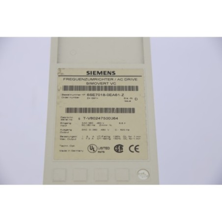 Siemens 6SE70180EA61Z 6SE7018-0EA61-Z Variateur fréquence SIMOVERT MC READ DESC (P44.5)