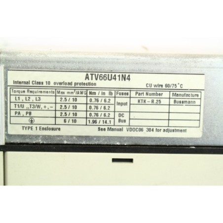 Telemecanique ATV66U41N4 Variateur fréquence + front panel READ DESC (P58)