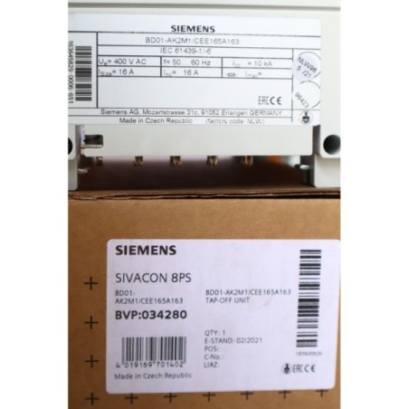 Siemens BD01-AK2M1/CEE165A163 BVP 034280 SIVACON 8PS tap-off unit (P89.2)