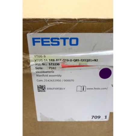 Festo 572230 VTUG-14-SR8-B1T-Q10-U-Q8S-EJEEJJEL+N2 Manifold assembly READ DESC (P117.9)