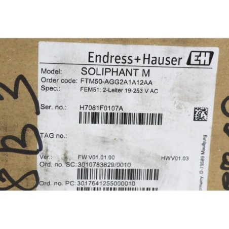 Endress+Hauser FTM50-AGG2A1A12AA Soliphant M sensor FEM51 READ DESC (P119.13)