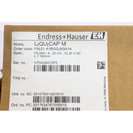 Endress+Hauser FMI51-A1BGGJB3A1A Liquicap M L 190mm READ DESC (P120.10)