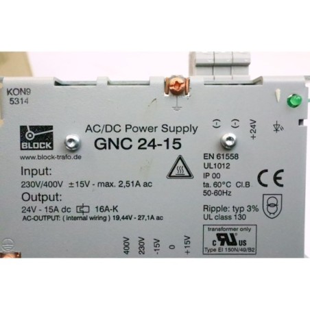 BLOCK GNC 24-15 AC/DC Power Supply (P123.8)